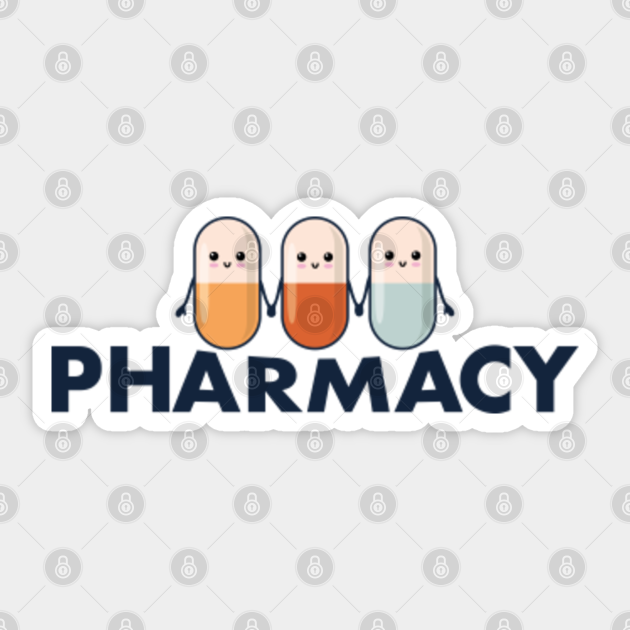 Pharmacy, 3 cute happy pills Pharmacy Graduation Gift Sticker